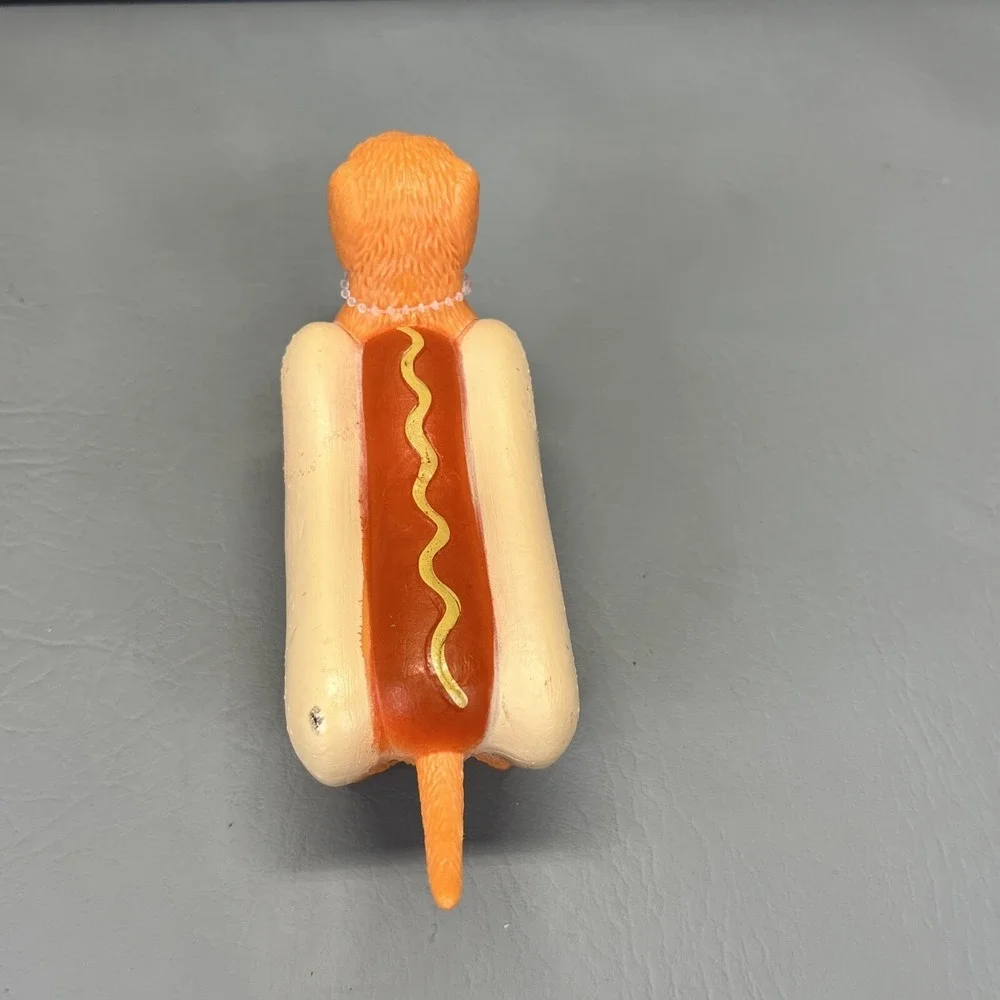 Dachshund Hotdog Figurine Ankyo Toys Hard Solid Plastic Mustard Weiner Puppy